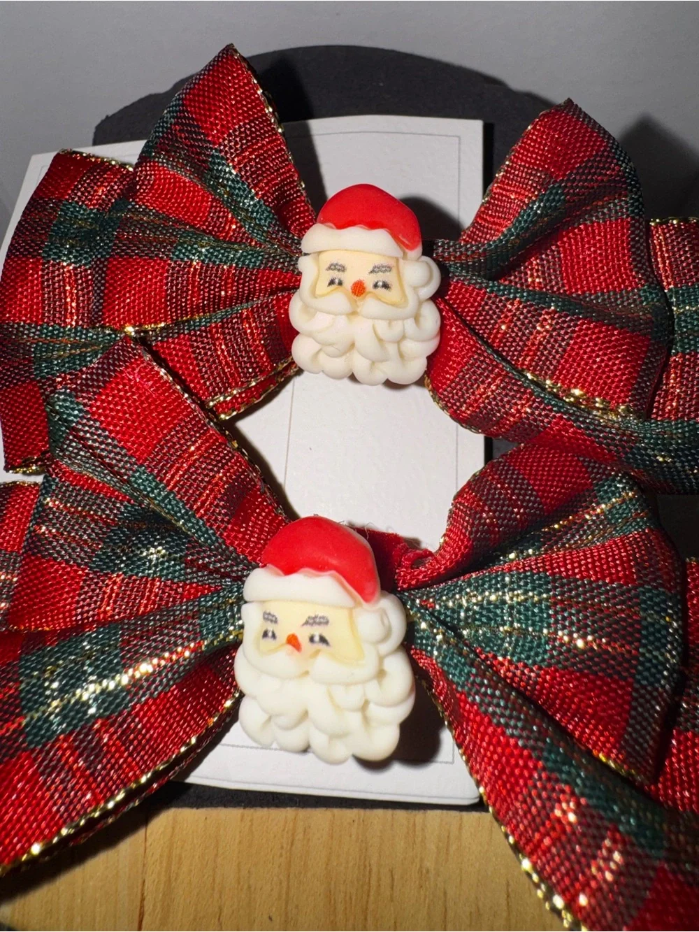Festive Santa Plaid Hair Bows - Red & Green